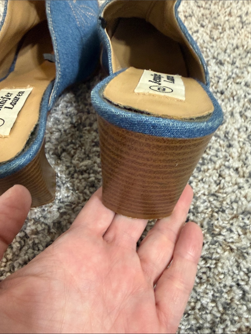 Jennifer Lauren embroidered denim western mules 8 - Picture 7 of 8